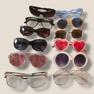 Assorted Women's Fashion Sunglasses Set - Pink, Red, Blue, Black, Brown